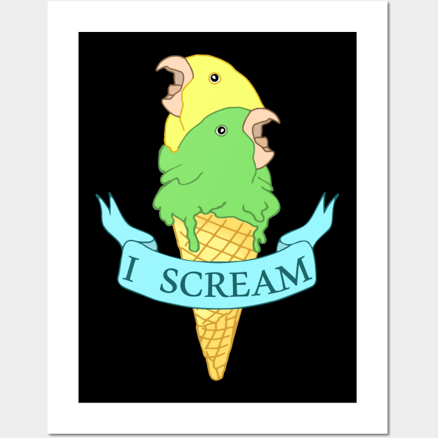 I scream Ice cream Yellow and Green parrotlet Wall Art by FandomizedRose
